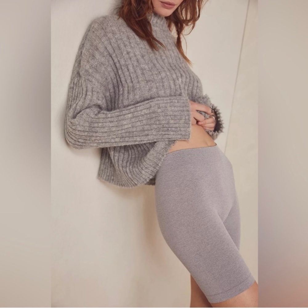 Free People Seamless Bike Shorts Heather Grey M/L